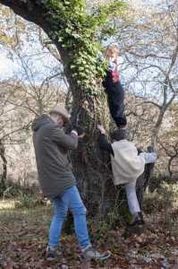 I bambini attori che si arrampicano sugli alberi